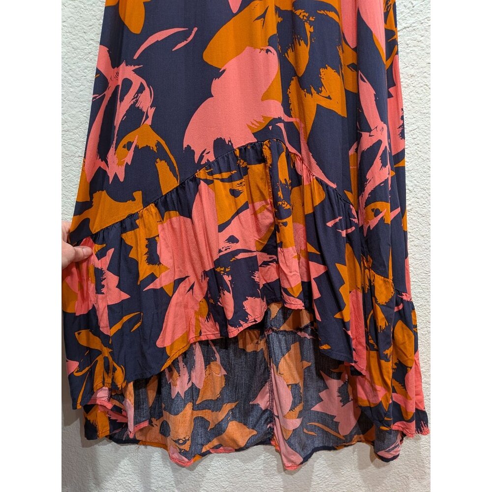 Anthropologie Abel The Label Clare Floral High Low Dress  Size Small Blue Orange - Picture 6 of 13